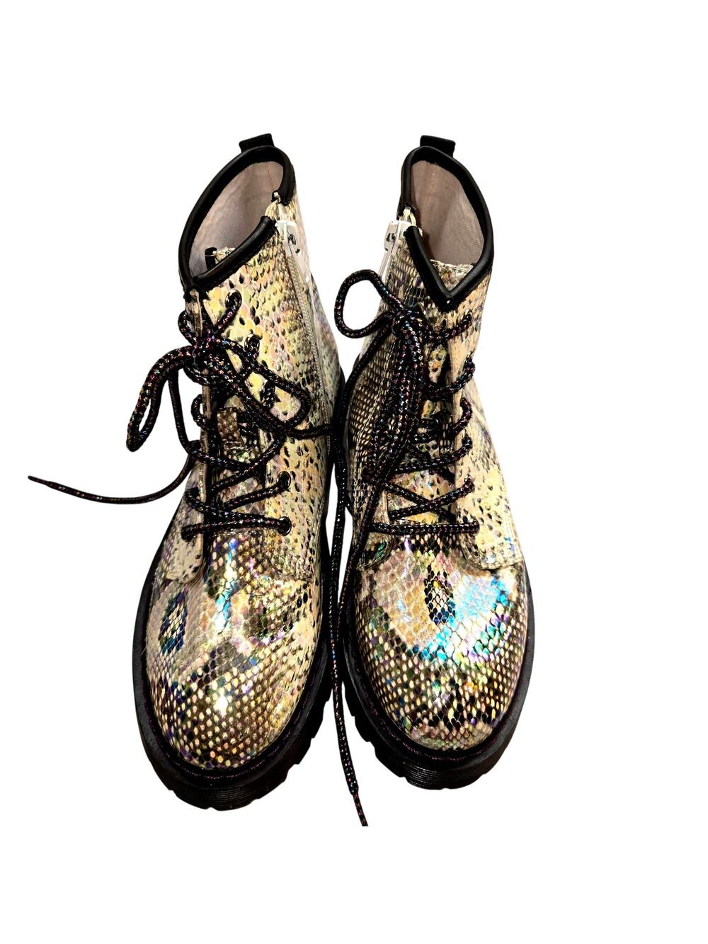 Madden Girl 5 Snakeskin Print Combat Women's Ankle Boots Shoes Zipper
